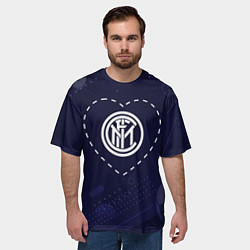 Футболка оверсайз мужская Лого Inter в сердечке на фоне мячей, цвет: 3D-принт — фото 2