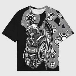 Футболка оверсайз мужская Черно-белая хищная птица, цвет: 3D-принт