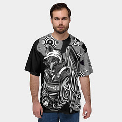 Футболка оверсайз мужская Черно-белая хищная птица, цвет: 3D-принт — фото 2