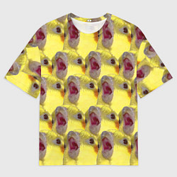 Футболка оверсайз мужская Попугай Корелла Орёт Мем, цвет: 3D-принт