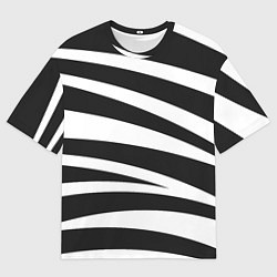 Футболка оверсайз мужская Зебра чёрные и белые полосы, цвет: 3D-принт