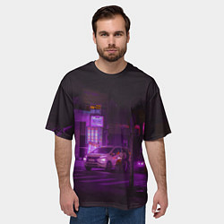 Футболка оверсайз мужская Неоновый ночной переход - Фиолетовый, цвет: 3D-принт — фото 2