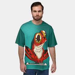 Футболка оверсайз мужская Странная красная лягушка, цвет: 3D-принт — фото 2