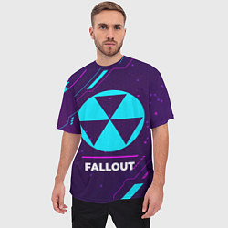 Футболка оверсайз мужская Символ Fallout в неоновых цветах на темном фоне, цвет: 3D-принт — фото 2