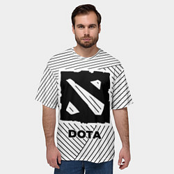 Футболка оверсайз мужская Символ Dota на светлом фоне с полосами, цвет: 3D-принт — фото 2