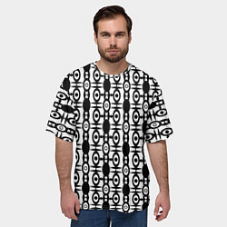 Футболка оверсайз мужская Черно-белый современный узор, цвет: 3D-принт — фото 2