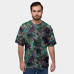 Футболка оверсайз мужская Абстрактный гранжевый принт с кляксами и штрихами, цвет: 3D-принт — фото 2