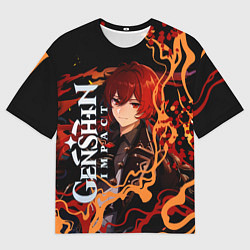 Футболка оверсайз мужская Дилюк-полуночный герой, цвет: 3D-принт