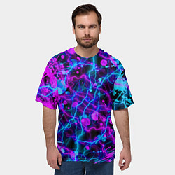 Футболка оверсайз мужская НЕОНОВЫЕ - КРАСКИ - МОЛНИИ, цвет: 3D-принт — фото 2