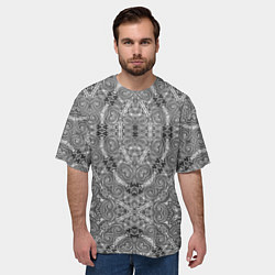Футболка оверсайз мужская Black and white oriental ornament, цвет: 3D-принт — фото 2