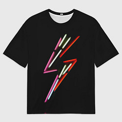 Футболка оверсайз мужская Неоновый знак молнии - Красный, цвет: 3D-принт