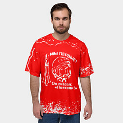 Футболка оверсайз мужская Юрий Гагарин - ссср - мы первые, цвет: 3D-принт — фото 2