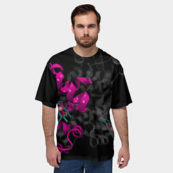 Футболка оверсайз мужская Абстрактные 3D молекулы и соединения - Розовый, цвет: 3D-принт — фото 2