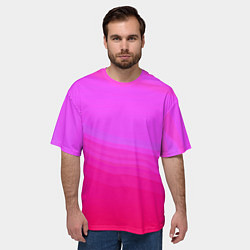 Футболка оверсайз мужская Neon pink bright abstract background, цвет: 3D-принт — фото 2