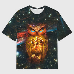 Футболка оверсайз мужская Космический взгляд совы, цвет: 3D-принт