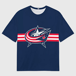 Футболка оверсайз мужская Коламбус Блю Джекетс форма, цвет: 3D-принт