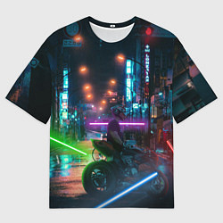 Футболка оверсайз мужская Городской неон, цвет: 3D-принт
