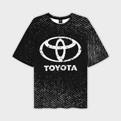 Футболка оверсайз мужская Toyota с потертостями на темном фоне, цвет: 3D-принт