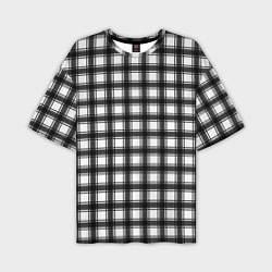 Мужская футболка оверсайз Black and white trendy checkered pattern