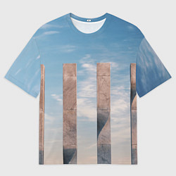 Мужская футболка оверсайз Абстрактные блоки и небо - Голубой
