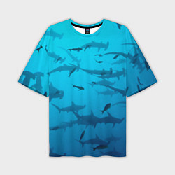 Мужская футболка оверсайз Акулы - океан