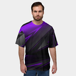 Футболка оверсайз мужская Geometry Черный и фиолетовый, цвет: 3D-принт — фото 2