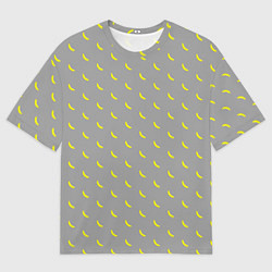Футболка оверсайз мужская Бананы на сером фоне, цвет: 3D-принт