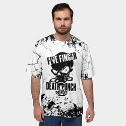 Футболка оверсайз мужская Five Finger Death Punch - мелкие трещины, цвет: 3D-принт — фото 2