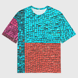 Футболка оверсайз мужская Каменно-кирпичная броня - Оранжевый, цвет: 3D-принт