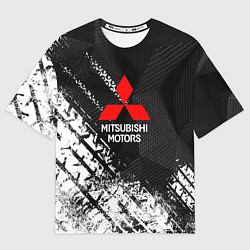 Футболка оверсайз мужская Mitsubishi - След протектора, цвет: 3D-принт