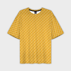 Мужская футболка оверсайз Волнистые желтые узоры