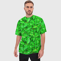 Футболка оверсайз мужская Зелёные листья - текстура, цвет: 3D-принт — фото 2