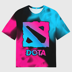 Футболка оверсайз мужская Dota Neon Gradient, цвет: 3D-принт
