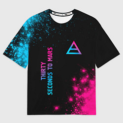 Футболка оверсайз мужская Thirty Seconds to Mars Neon Gradient, цвет: 3D-принт