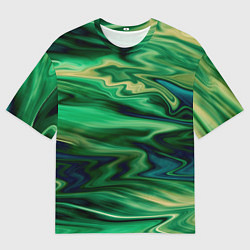 Мужская футболка оверсайз Абстрактный узор в зеленых тонах