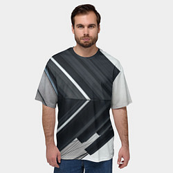 Футболка оверсайз мужская Абстрактные геометрические линии - Белый, цвет: 3D-принт — фото 2