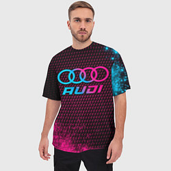 Футболка оверсайз мужская Audi - neon gradient, цвет: 3D-принт — фото 2