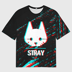 Футболка оверсайз мужская Stray в стиле glitch и баги графики на темном фоне, цвет: 3D-принт