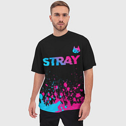 Футболка оверсайз мужская Stray - neon gradient logo, цвет: 3D-принт — фото 2