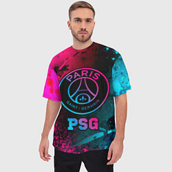 Футболка оверсайз мужская PSG - neon gradient, цвет: 3D-принт — фото 2