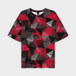 Мужская футболка оверсайз Красно-серый геометрический