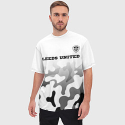 Футболка оверсайз мужская Leeds United sport на светлом фоне: символ сверху, цвет: 3D-принт — фото 2