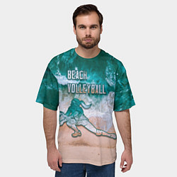 Футболка оверсайз мужская Beach volleyball ocean theme, цвет: 3D-принт — фото 2