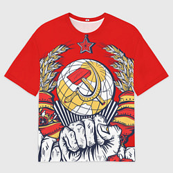 Мужская футболка оверсайз СССР серп и молот герб