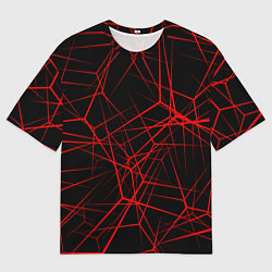 Мужская футболка оверсайз Intersecting red rays