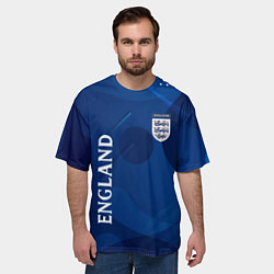 Футболка оверсайз мужская Сборная Англии Синяя Абстракция, цвет: 3D-принт — фото 2