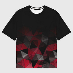 Футболка оверсайз мужская Черно-красный геометрический, цвет: 3D-принт