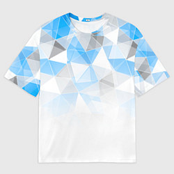 Мужская футболка оверсайз Исчезающие серо-голубые полигоны