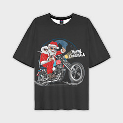 Футболка оверсайз мужская Santa on a bike, цвет: 3D-принт