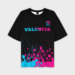 Футболка оверсайз мужская Valencia - neon gradient: символ сверху, цвет: 3D-принт